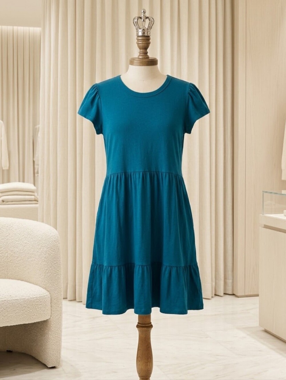 Time And Tru Dark Teal Tiered Dress Size M 8-10